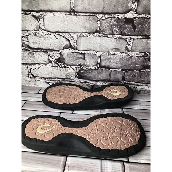 OluKai Ohana Pink Synthetic Black Flip Flops Beach Sandals Women Sz 11M US/41EU - Picture 14 of 16